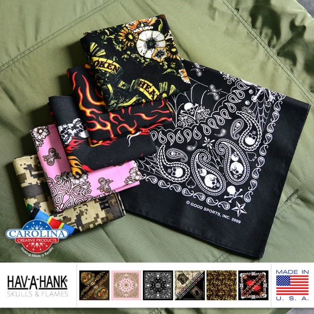 HAV-A-HANK MADE IN U.S.A. SKULLS&FLAMES バンダナ【T】