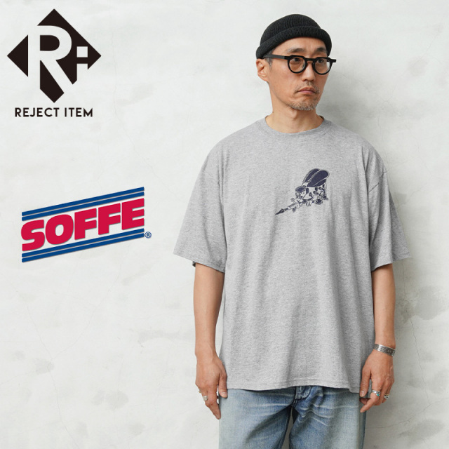 リジェクト 訳あり品 デッドストック SOFFE ソフィー M252NS1 U.S.NAVY SEABEES “FIGHTING BEE” Tシャツ グレー