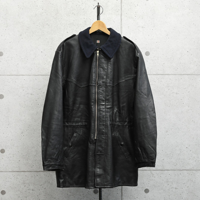 実物 USED スウェーデン軍 1940-1950’s ゴートスキンレザー カーコート