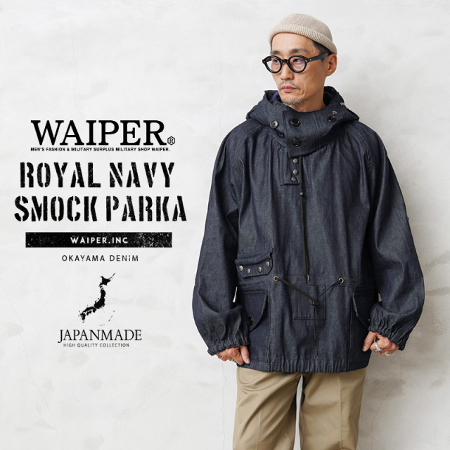 WAIPER.inc WA-SMOCK-D ROYAL NAVY SMOCK PARKA（スモックパーカ）MADE FROM”OKAYAMA DENIM” 日本製