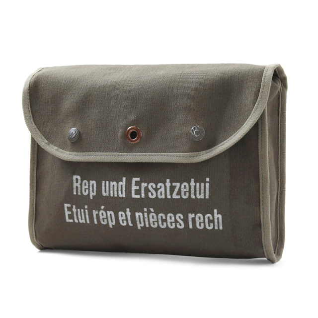 実物 USED スイス軍 1980年代 キャンバスクラッチバッグ OLIVE