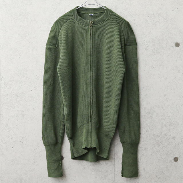 実物 USED スウェーデン軍 ジップアップ ウールセーター