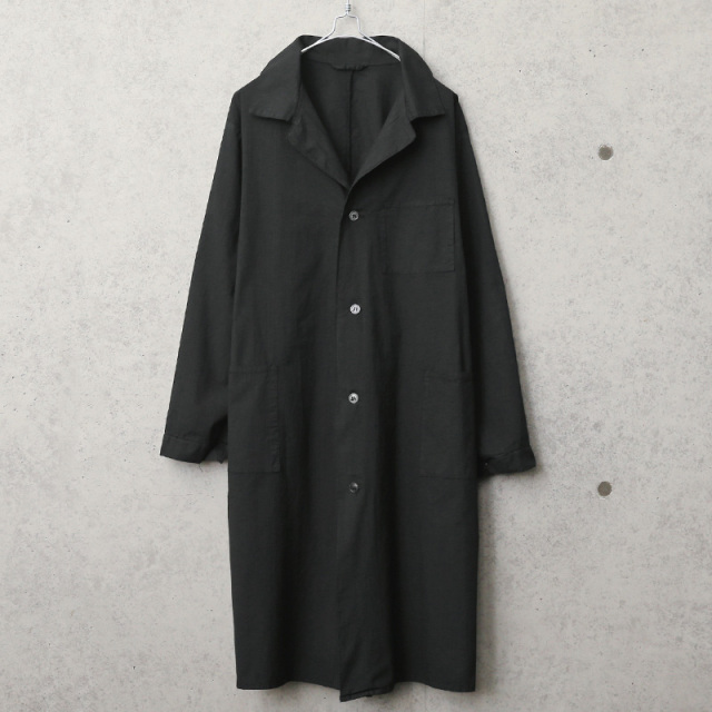 実物 新品 デッドストック ロシア軍 コットンリネンコート BLACK染め