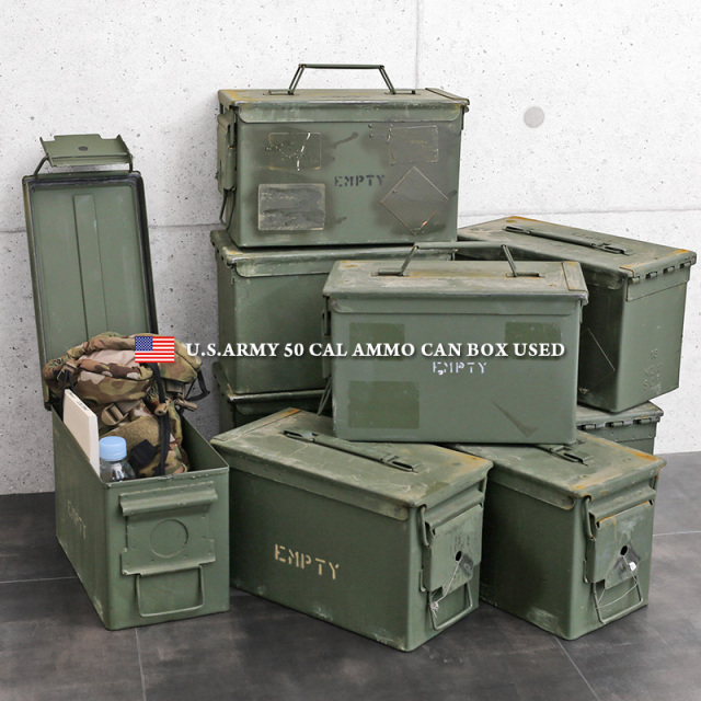 実物 USED 米軍 50 CAL AMMO CAN アンモボックス