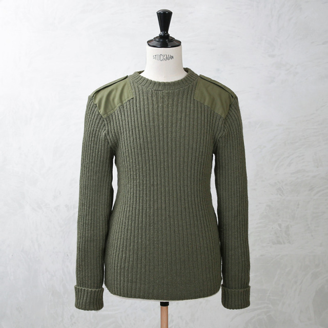 実物 USED イギリス軍 コマンドセーター OLIVE