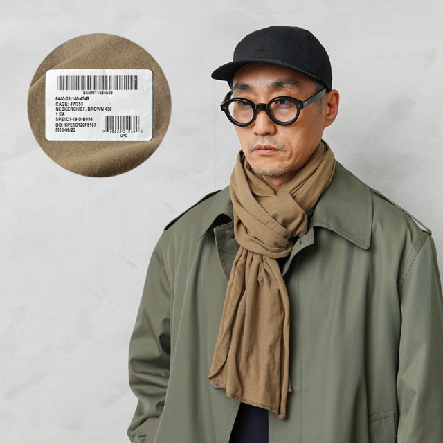 実物 新品 デッドストック 米軍 NECKERCHEEF コットンニット ストール PATTERN【A】