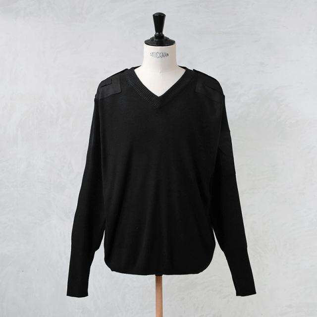 実物 新品 デッドストック イギリス HMプリズンサービス Vネック セーター BLACK