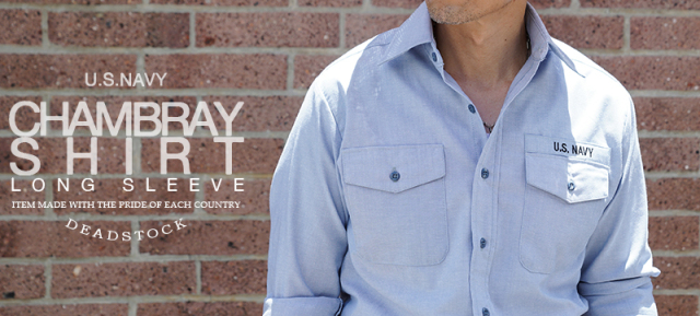 【美品】オアスロウ × ビームス シャンブレーシャツ US.NAVY ミリタリー 美品】オアスロウ × ビームス シャンブレーシャツ US.NAVY