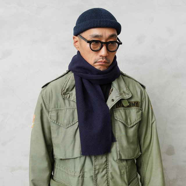 実物 新品 デッドストック チェコ軍 ウール マフラー ストール ダークブルー