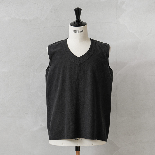 実物 新品 デッドストック フランス軍 リネンベスト BLACK染め