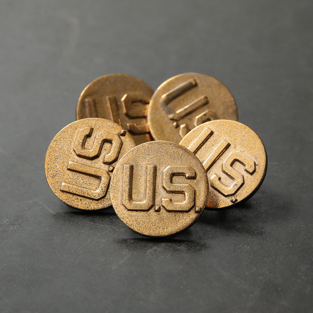 実物 新品 デッドストック 米軍 WW II ヴィンテージ U.S. 襟章 カラーディスク バッジ ROUGH【T】