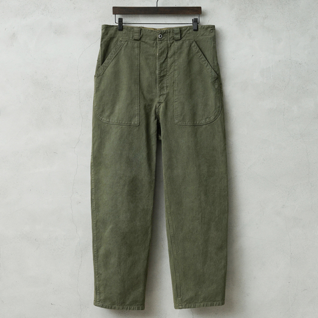 実物 USED スイス軍 1950年代 前期型 ヴィンテージ デニムワークパンツ OLIVE染め