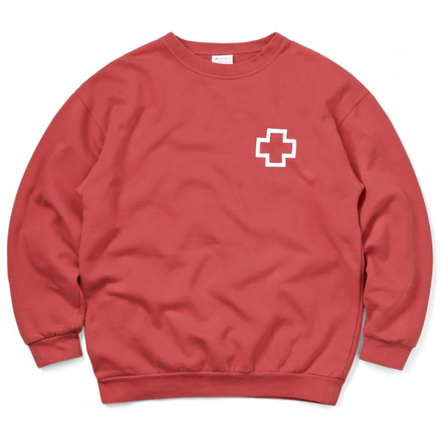 実物 USED スペイン赤十字 レッドクロス スウェットシャツ バックプリント