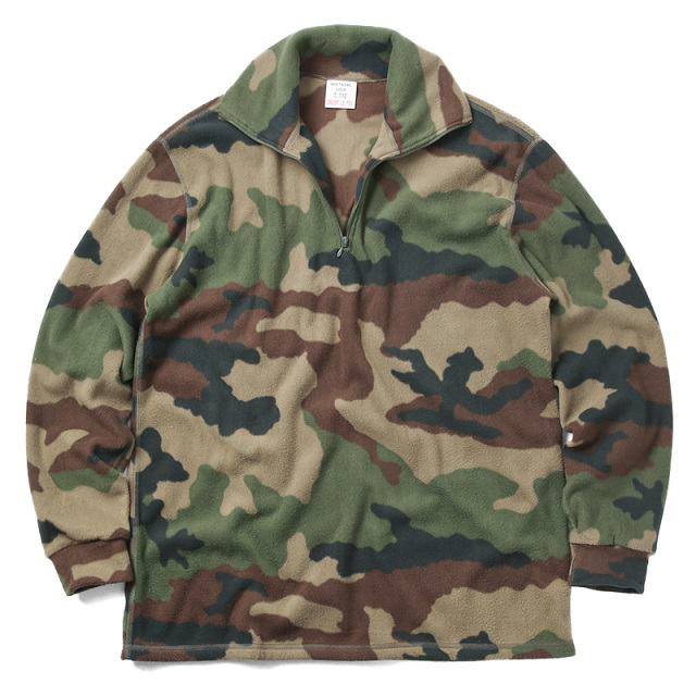 実物 新品 フランス軍 F-1 フリース ハーフジップシャツ CCE CAMO