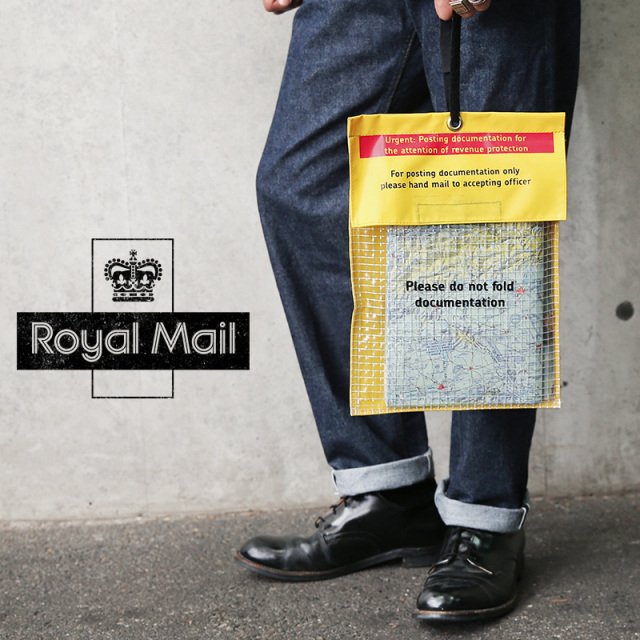 実物 USED イギリス ROYAL MAIL PVC イエロー エンベロープ バッグ