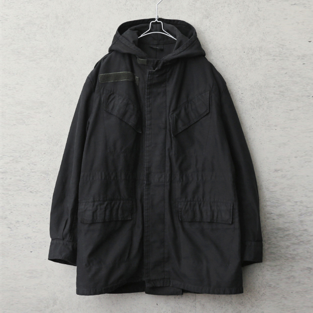 実物 USED ベルギー軍 M-64 AIR FORCE フーデッド フィールドジャケット BLACK染め