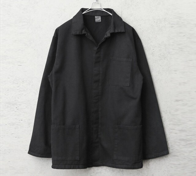 実物 新品 イタリア軍 裏起毛 ワークカバーオール BLACK染め #1 比翼あり