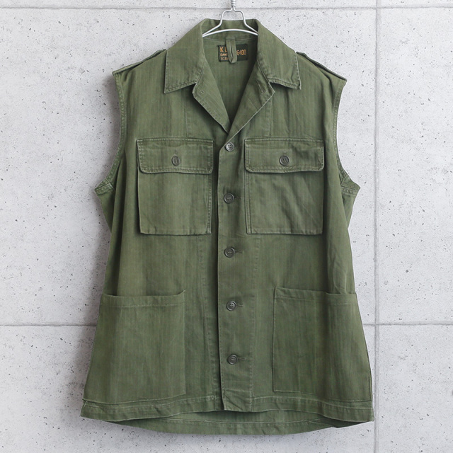 実物 USED オランダ軍 ヘリンボーンツイル（HBT）リメイク フィールド ベスト【T】
