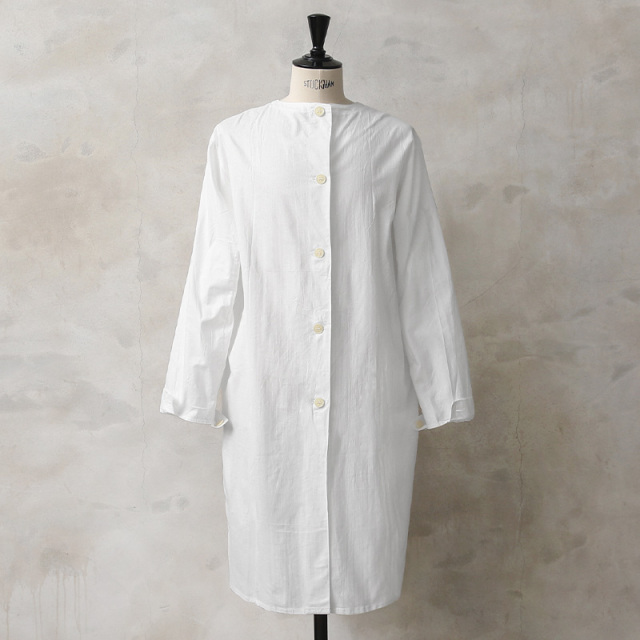 実物 新品 デッドストック ロシア軍 コットン ガウン コート ホワイト ＃4 フロントボタン 袖ボタン