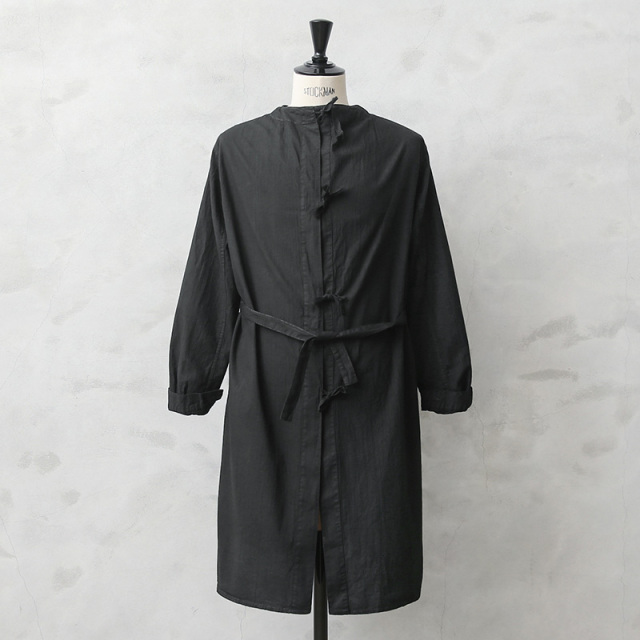 実物 新品 デッドストック ロシア軍 コットン ガウン コート BLACK染め ＃3 フロント紐 袖ボタン 腰中紐