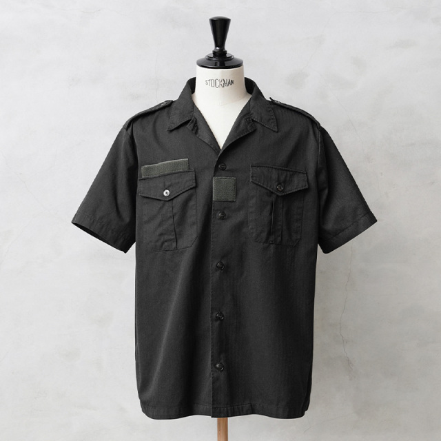 実物 新品 デッドストック フランス軍 ヘリンボーンツイル（HBT）チャドシャツ BLACK染め