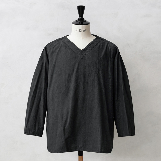 実物 新品 デッドストック ロシア軍 80s Vネック スリーピングシャツ BLACK染め