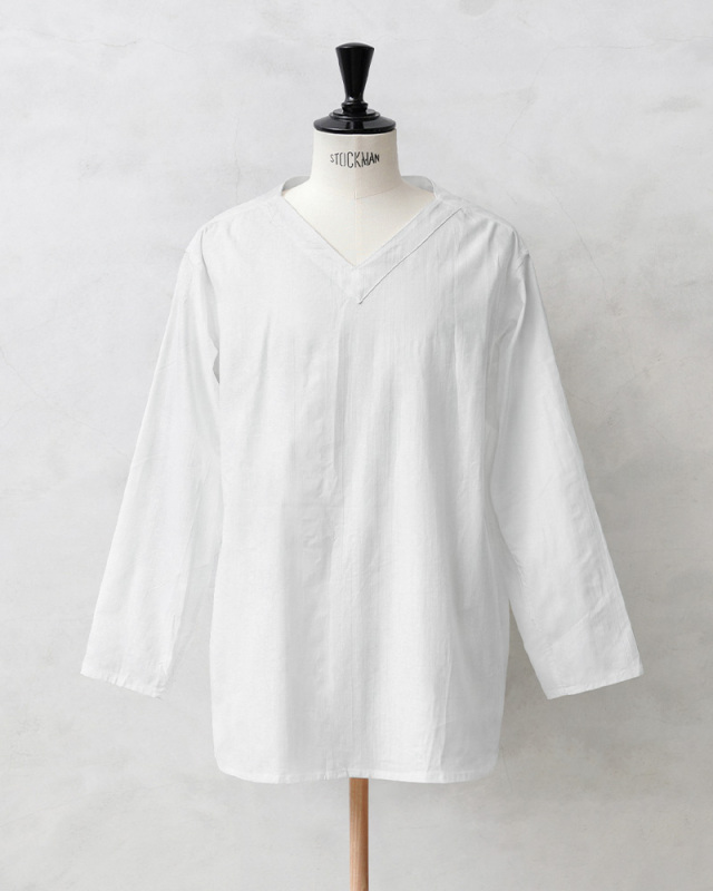 スリーピングシャツ Vネック長袖シャツ　ビンテージ　日本XL相当　CCCP ミリタリー,卸売,仕入れ,問屋,実物,新品,デッドストック,ロシア軍,80s