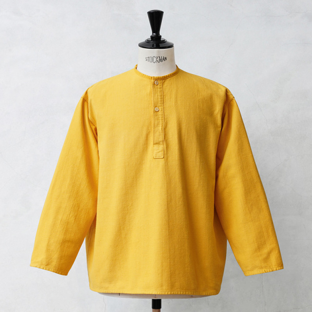 実物 新品 デッドストック ロシア軍 70s ヘンリーネック スリーピングシャツ MUSTARD YELLOW染め