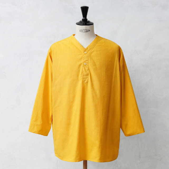 実物 新品 デッドストック ロシア軍 80s ヘンリーネック スリーピングシャツ MUSTARD YELLOW染め