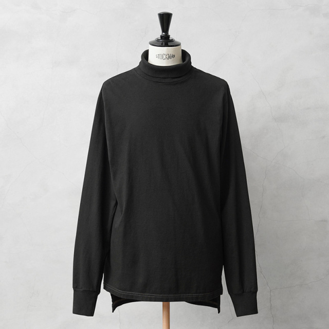 実物 新品 デッドストック 米軍 U.S.NAVY FLIGHT DECK CREWMAN’S タートルネック L/S Tシャツ BLACK染め ブラウンステッチ