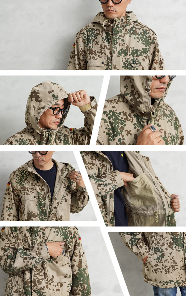 実物　ドイツ軍　フレクターカモ　ミリタリーパーカー　迷彩　サバゲー MILITARY 実物 USED ドイツ軍 フレクターカモ パーカー メンズ