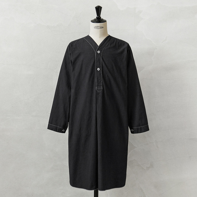 実物 USED オーストリア軍 Vネック ヘンリー グランパシャツ BLACK染め