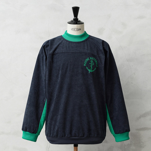 実物 新品 デッドストック フランス海軍 VELVETEEN（別珍）トレーニング スウェットシャツ / ベッチン フランス軍