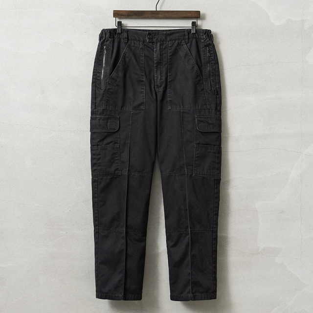 実物 USED イギリス警察 カーゴトラウザー ブラック ウエストゴム入り / カーゴパンツ