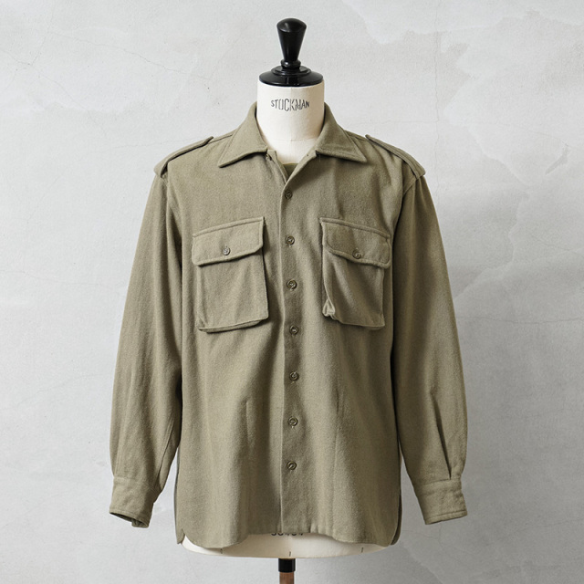 実物 USED イタリア軍 ウール フランネルシャツ