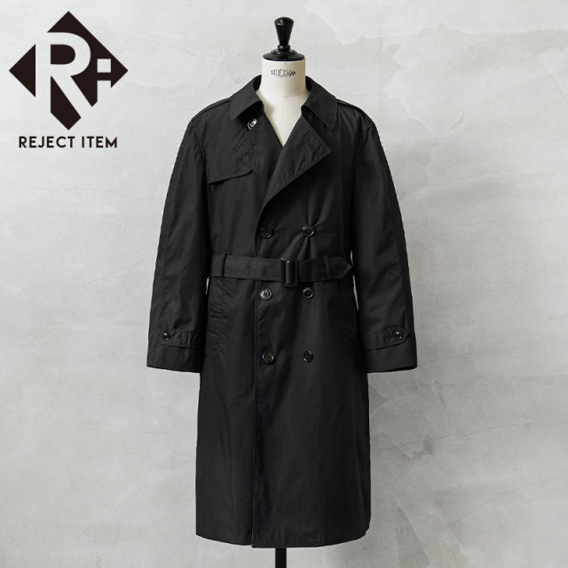 リジェクト 訳あり品 実物 USED 米軍 U.S. NAVY ブラックトレンチコート ライナー無し・ベルト付き【#2】