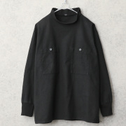 実物 USED ハンガリー軍 フランネル プルオーバー モックネックシャツ スクエアタイプ BLACK染め