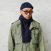 実物 新品 デッドストック チェコ軍 ウール マフラー ストール ダークブルー