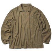 実物 USED チェコ軍 ブラウンヘリンボーン プルオーバーワークシャツ