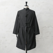 実物 新品 デッドストック ロシア軍 コットン ガウン コート BLACK染め ＃1 フロント紐 袖紐 腰中紐