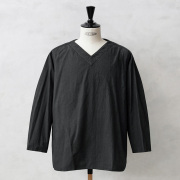 実物 新品 デッドストック ロシア軍 80s Vネック スリーピングシャツ BLACK染め
