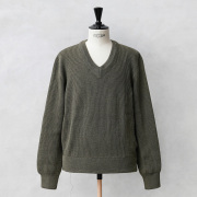 希少サイズ 実物 新品 デッドストック フランス軍 クロロファイバーウール Vネックセーター オリーブ