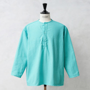 実物 新品 デッドストック ロシア軍 70s ヘンリーネック スリーピングシャツ ROBIN EGG BLUE染め