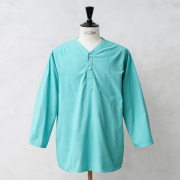 実物 新品 デッドストック ロシア軍 80s ヘンリーネック スリーピングシャツ ROBIN EGG BLUE染め