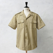 実物 USED ギリシャ軍 ショートスリーブ チノシャツ カーキ