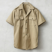 実物 新品 デッドストック ギリシャ軍 ショートスリーブ チノシャツ カーキ