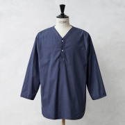 実物 新品 デッドストック ロシア軍 80s ヘンリーネック スリーピングシャツ NAVY染め