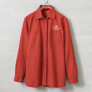 実物 USED イギリス ROYAL MAIL ロイヤルメール T/Cブロード ロングスリーブ シャツ RED