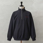 実物 USED ドイツ軍 FIRE BRIGADE ハーフジップ スウェットシャツ NAVY