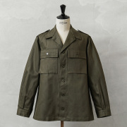 実物 新品 デッドストック オランダ軍 HBT（ヘリンボーンツイル）フィールド シャツ ジャケット ボタン袖